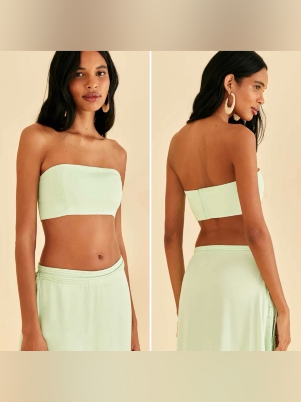 Farm Rio Light Green Strapless Bandeau Top Medium